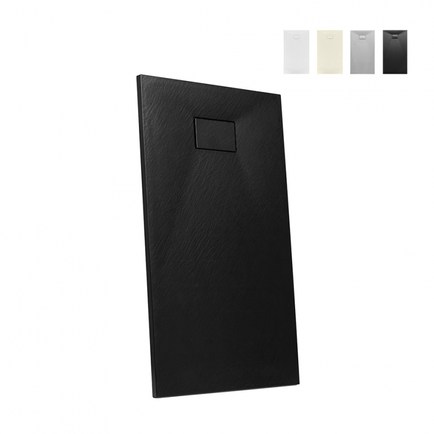 Piatto doccia filo pavimento in resina rettangolare 110x70 bagno moderno Stone - Foto 30 di 38