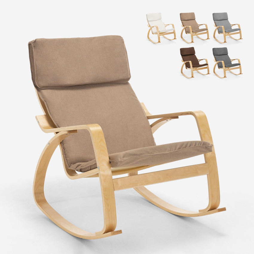 Poltrona sedia a dondolo in legno design scandinavo ergonomica Aalborg - Foto 2 di 31