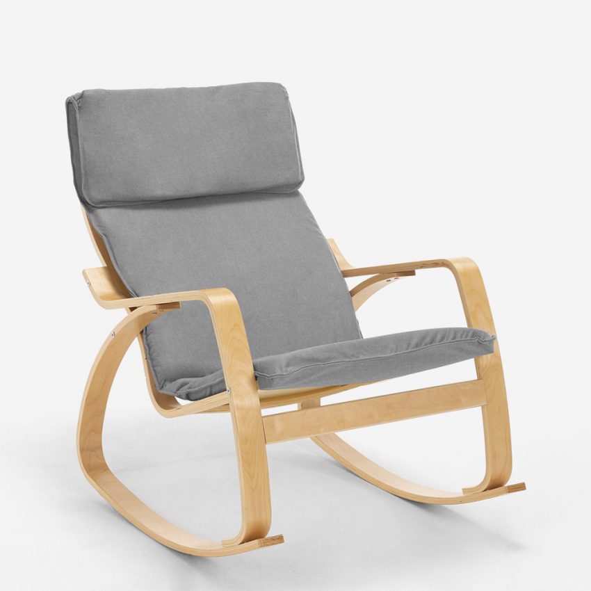 Poltrona sedia a dondolo in legno design scandinavo ergonomica Aalborg - Foto 10 di 31