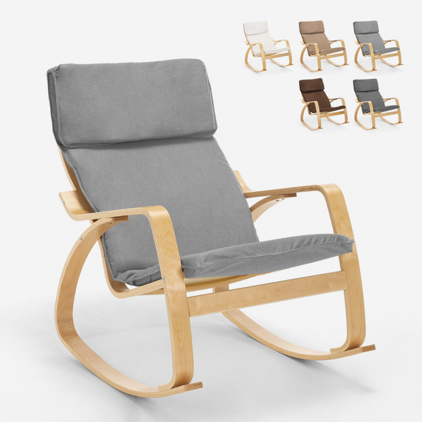 Poltrona sedia a dondolo in legno design scandinavo ergonomica Aalborg - Foto 8 di 31