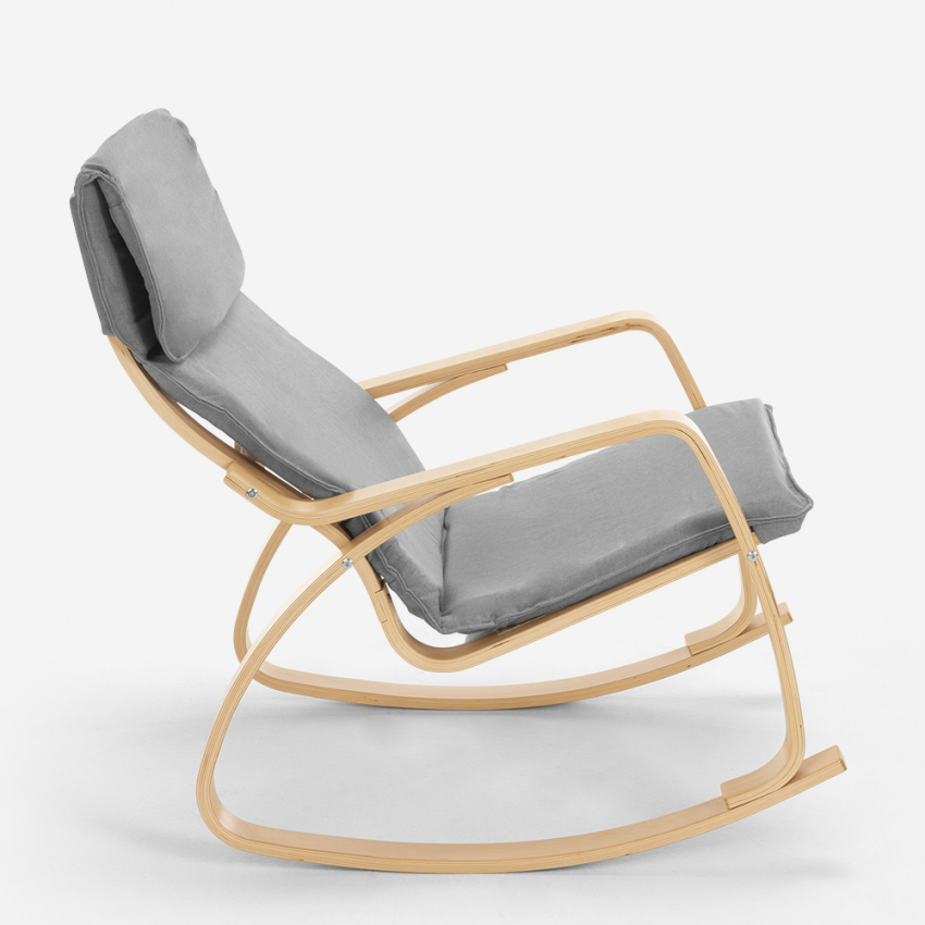 Poltrona sedia a dondolo in legno design scandinavo ergonomica Aalborg - Foto 11 di 31