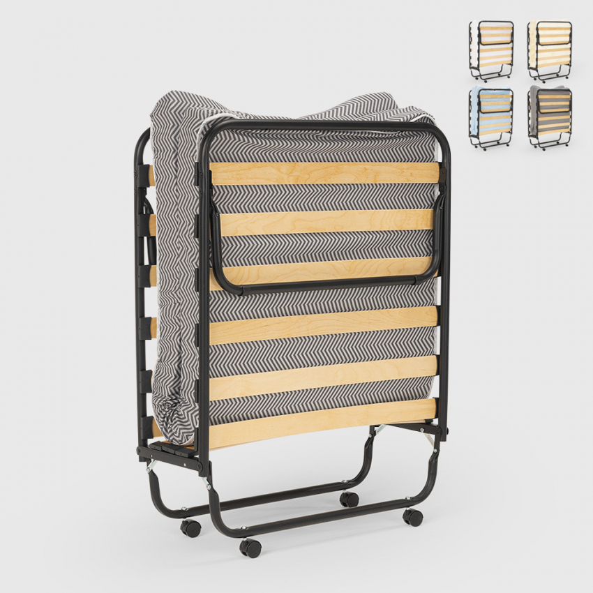 Brandina letto pieghevole con doghe e materasso 80x180cm in microfibra Apollo