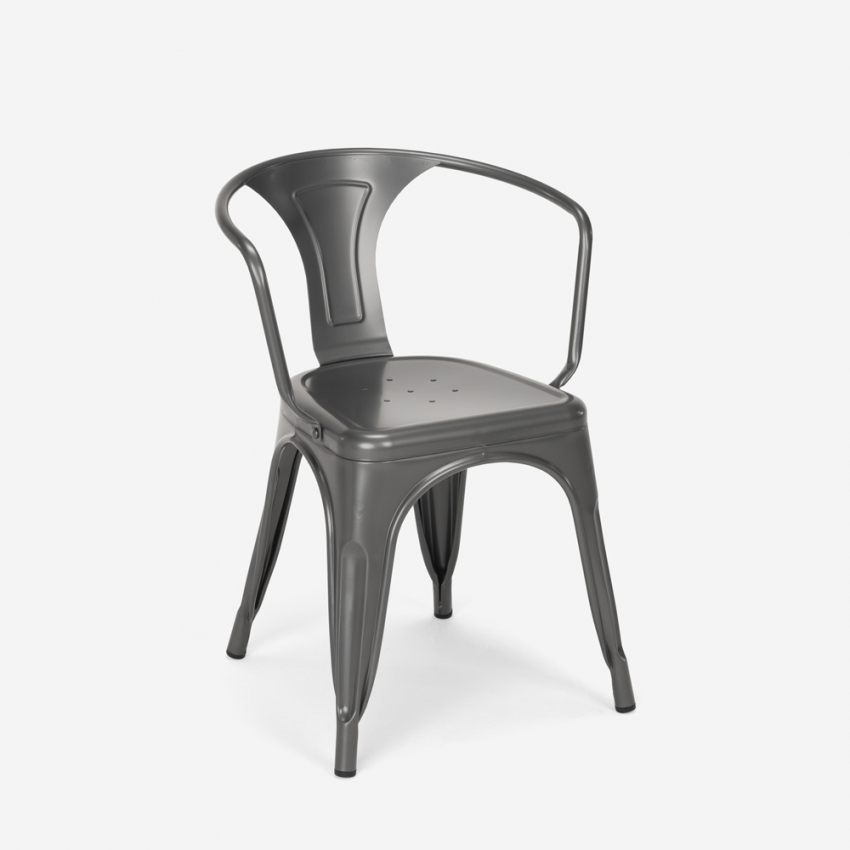 sedie industrial con braccioli acciaio per cucina e bar steel arm - Foto 44 di 49