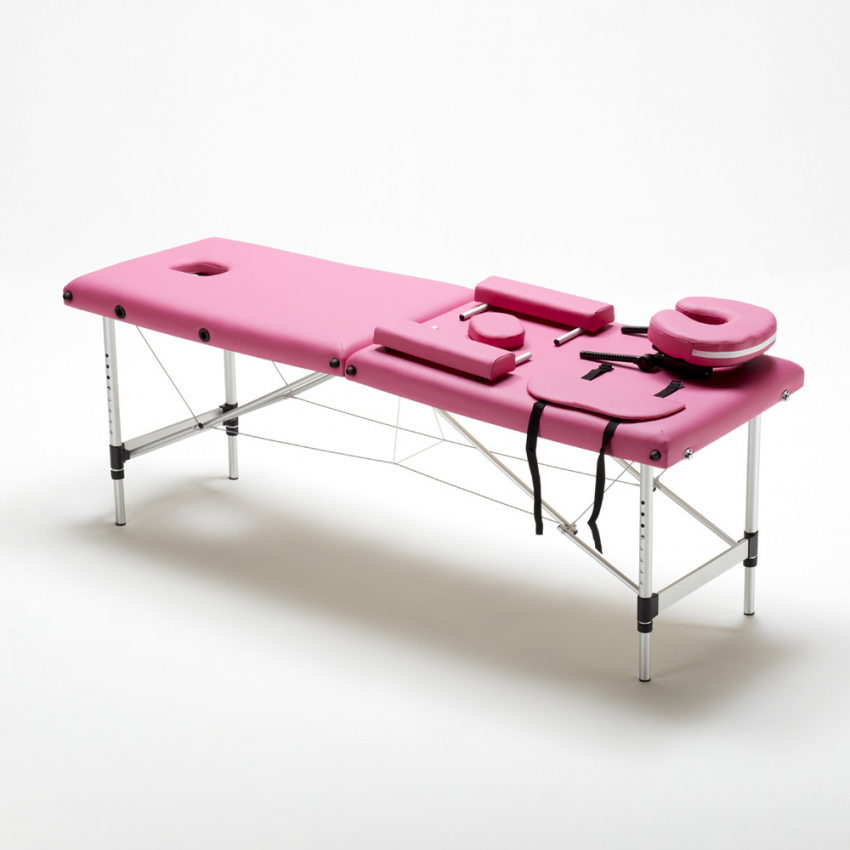 Lettino da Massaggio in Alluminio Pieghevole Portatile 2 Zone 210 cm Shiatsu - Foto 35 di 41