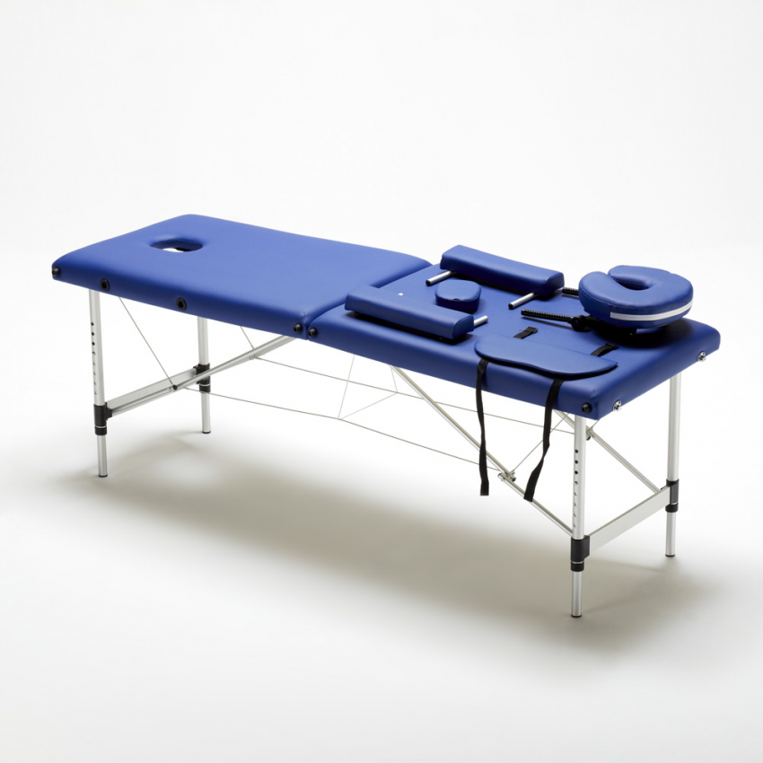 Lettino da Massaggio in Alluminio Pieghevole Portatile 2 Zone 210 cm Shiatsu - Foto 25 di 41