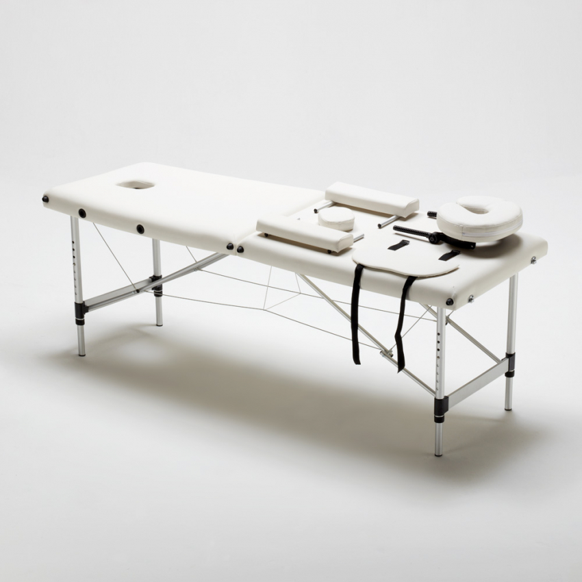 Lettino da Massaggio in Alluminio Pieghevole Portatile 2 Zone 210 cm Shiatsu - Foto 15 di 41