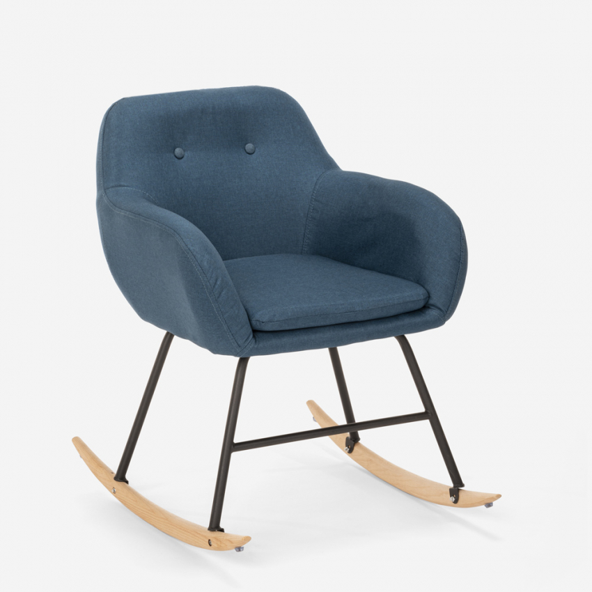 Sedia poltrona a dondolo design moderno patchwork tessuto Woodpecker - Foto 32 di 36