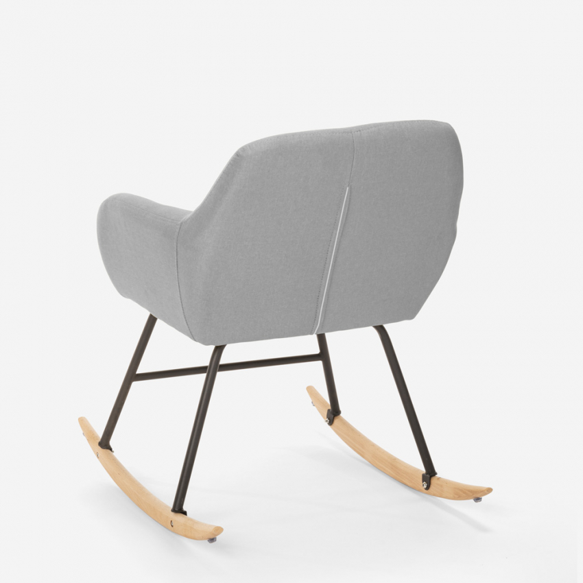 Sedia poltrona a dondolo design moderno patchwork tessuto Woodpecker - Foto 5 di 36