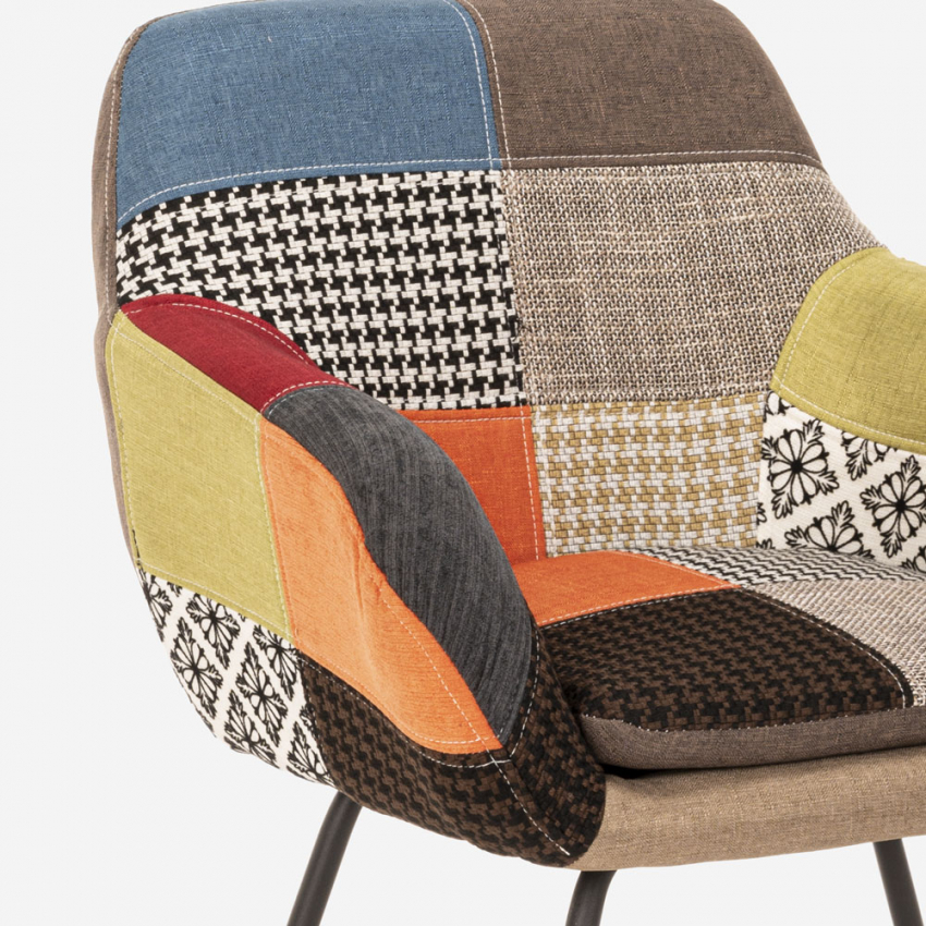 Sedia poltrona a dondolo design moderno patchwork tessuto Woodpecker - Foto 13 di 36