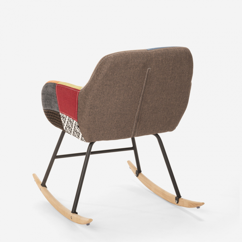 Sedia poltrona a dondolo design moderno patchwork tessuto Woodpecker - Foto 12 di 36
