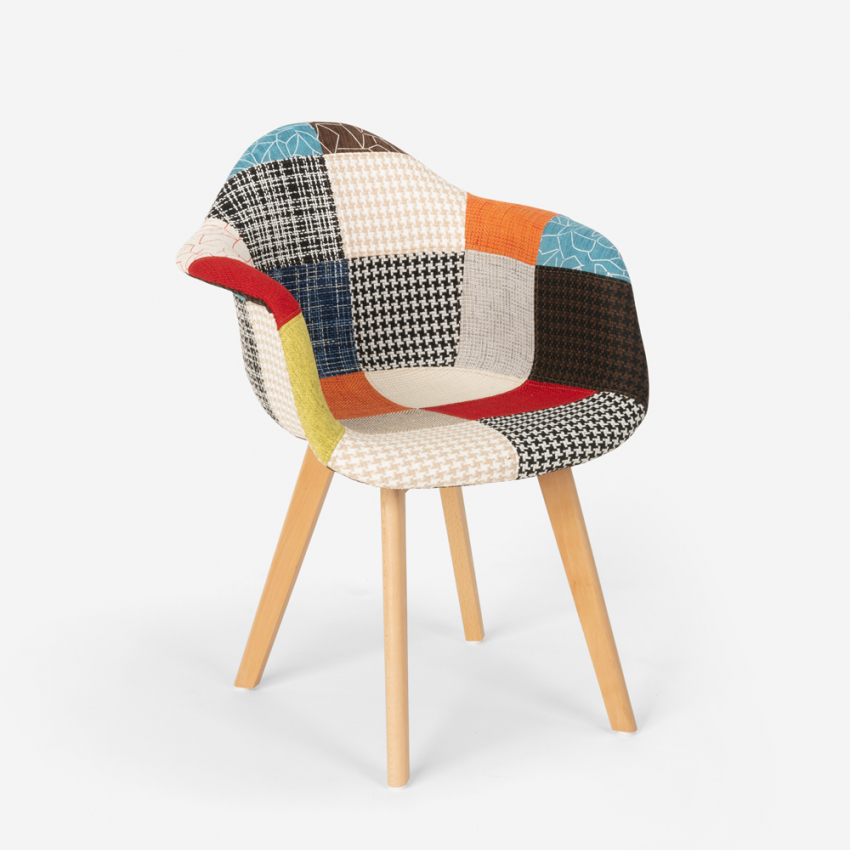 Sedia poltrona patchwork design nordico salotto cucina studio Herion - Foto 34 di 37