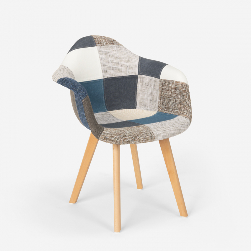 Sedia poltrona patchwork design nordico salotto cucina studio Herion - Foto 28 di 37