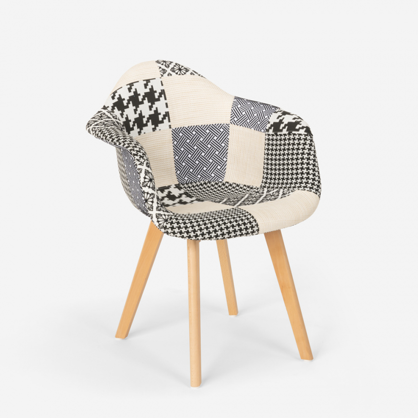 Sedia poltrona patchwork design nordico salotto cucina studio Herion - Foto 22 di 37