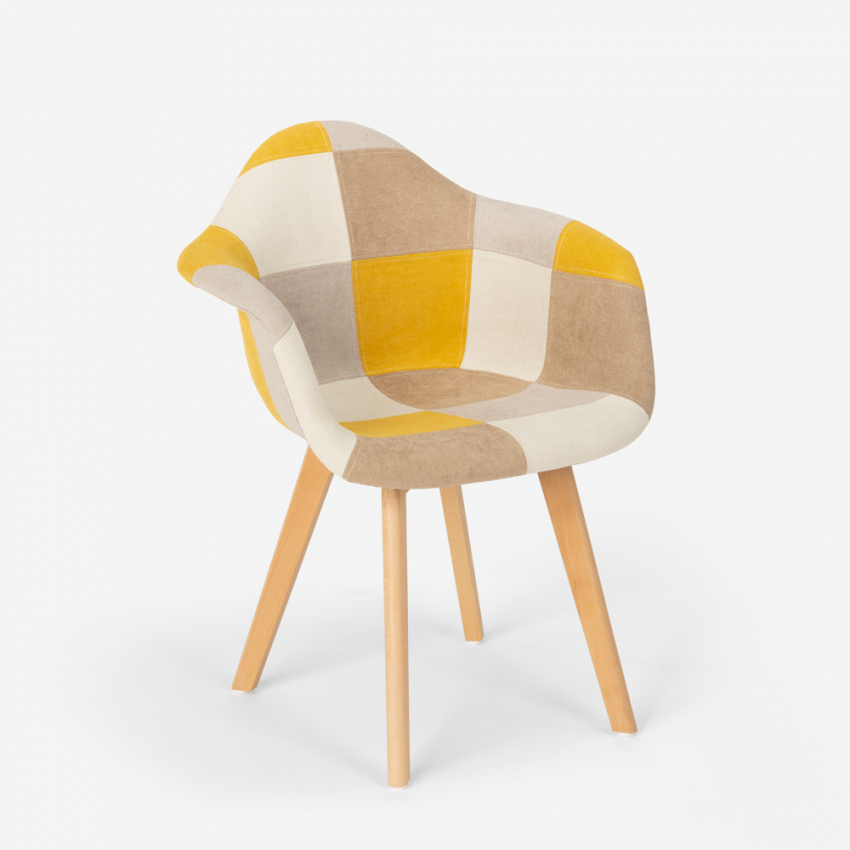 Sedia poltrona patchwork design nordico salotto cucina studio Herion - Foto 10 di 37