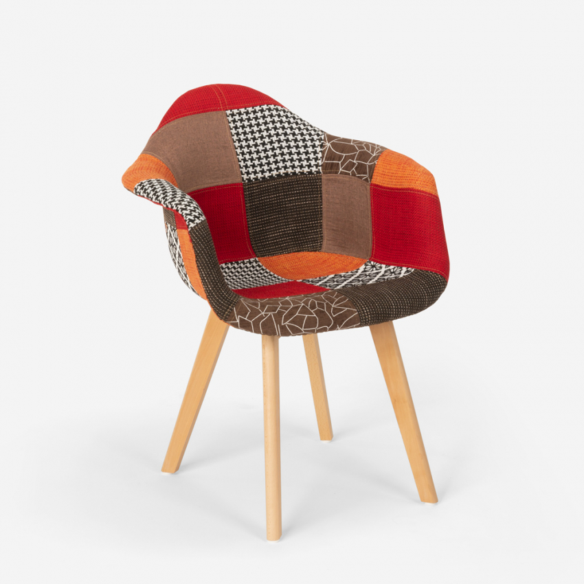Sedia poltrona patchwork design nordico salotto cucina studio Herion - Foto 16 di 37