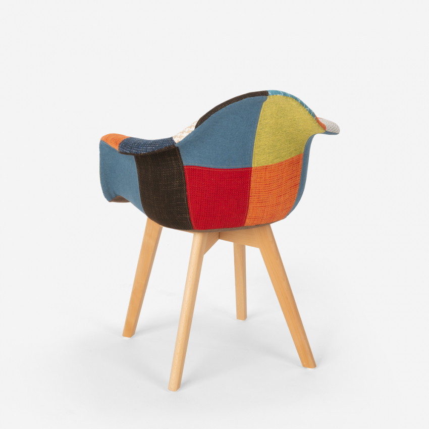 Sedia poltrona patchwork design nordico salotto cucina studio Herion - Foto 5 di 37
