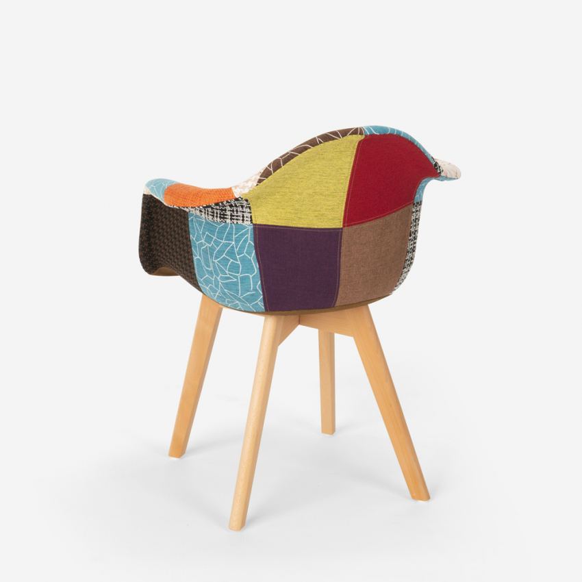 Sedia poltrona patchwork design nordico salotto cucina studio Herion - Foto 35 di 37