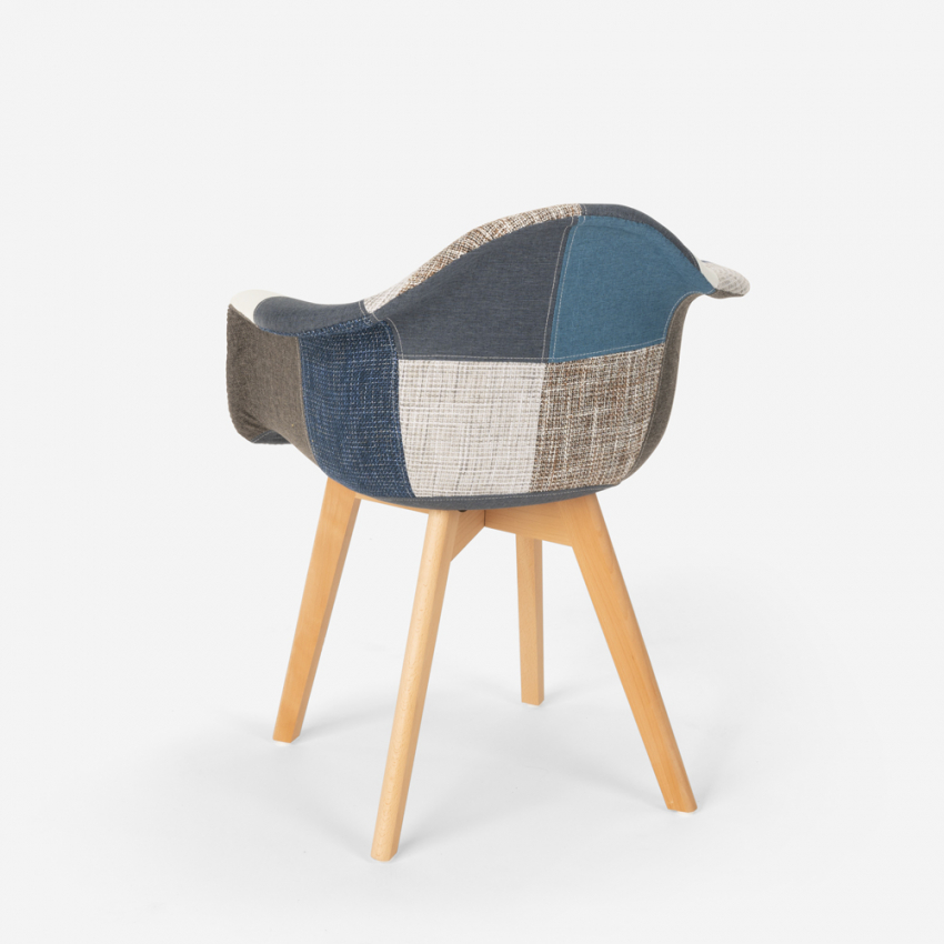Sedia poltrona patchwork design nordico salotto cucina studio Herion - Foto 29 di 37