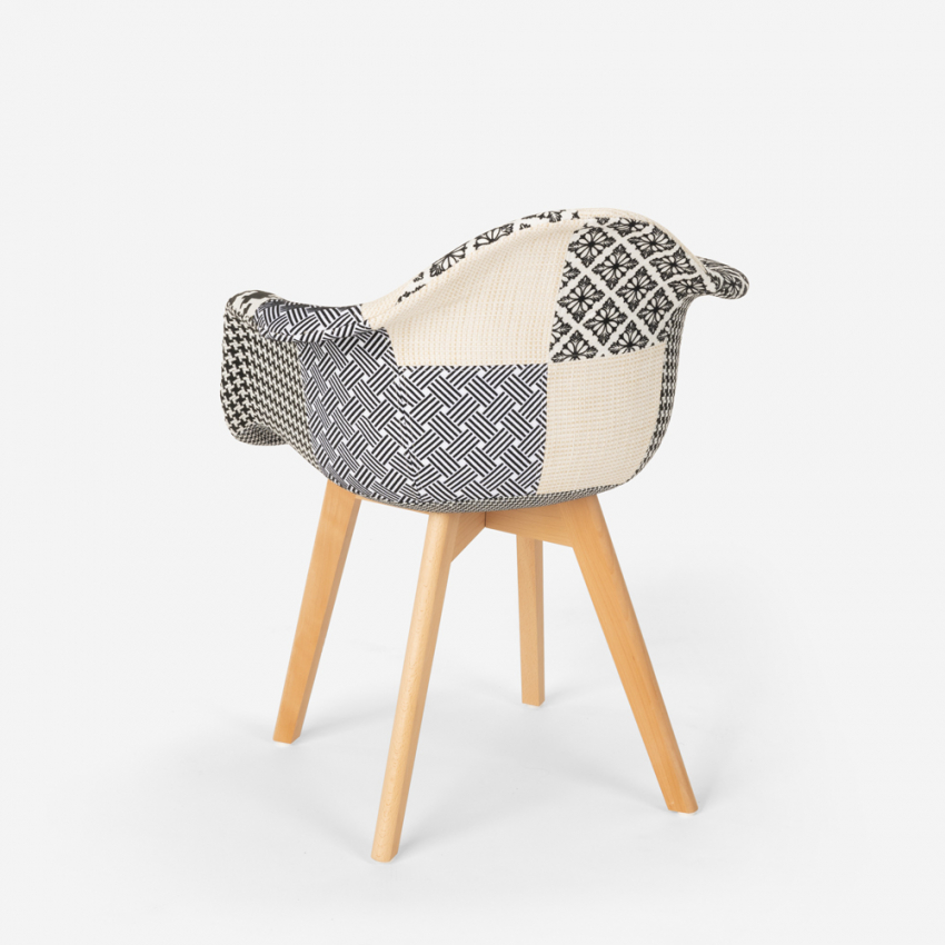 Sedia poltrona patchwork design nordico salotto cucina studio Herion - Foto 23 di 37