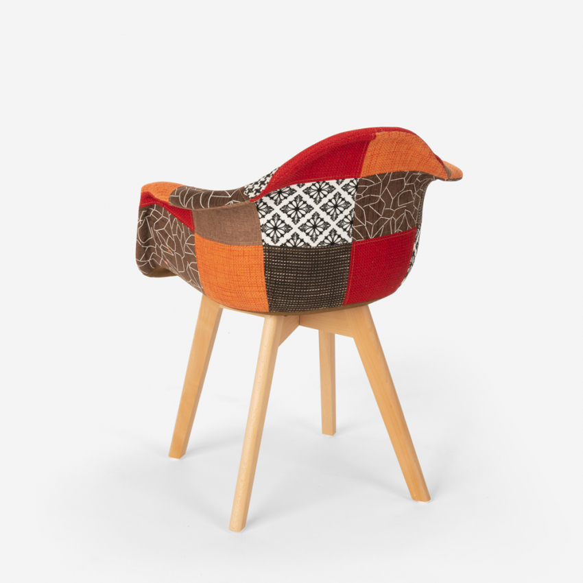 Sedia poltrona patchwork design nordico salotto cucina studio Herion - Foto 17 di 37
