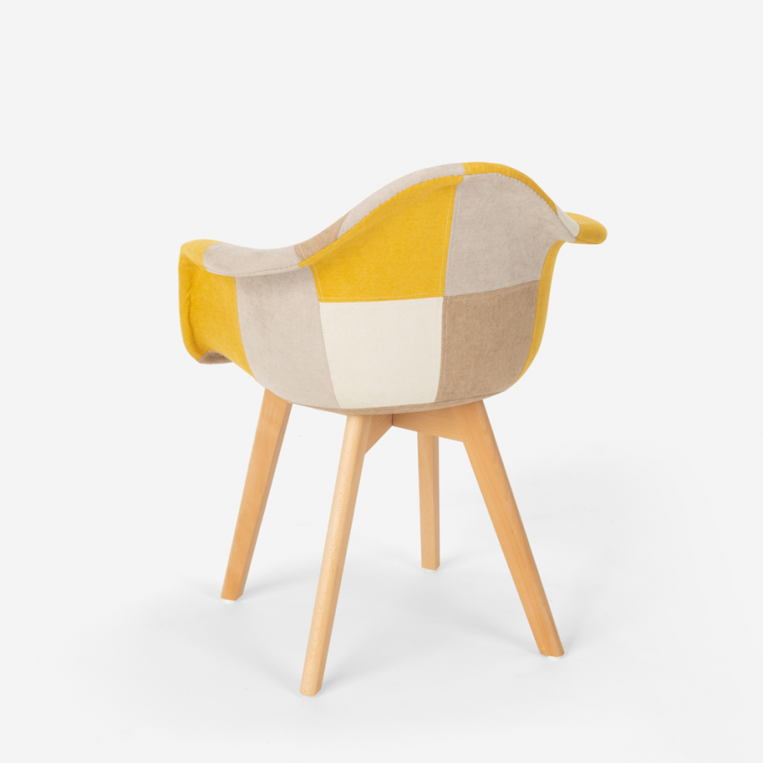 Sedia poltrona patchwork design nordico salotto cucina studio Herion - Foto 11 di 37