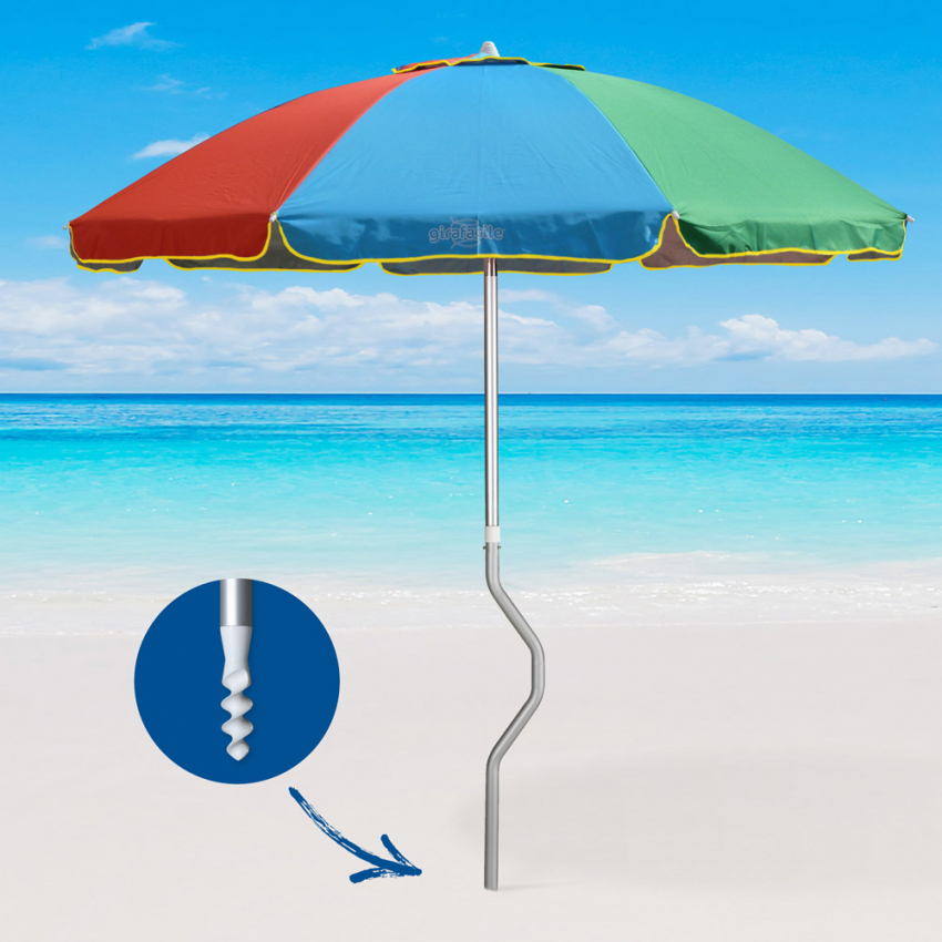 Ombrellone mare GiraFacile 220 Cm alluminio Protezione uv spiaggia pesca Eolo - Foto 30 di 41