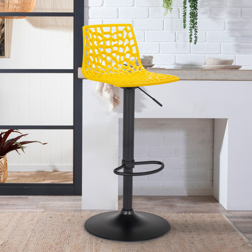 Sgabello design cucina bar base nero opaco regolabile Grand Soleil Spider Matt - Foto 15 di 61