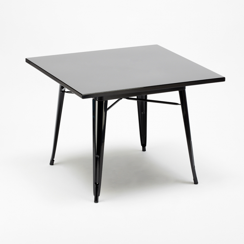 set tavolo nero 80x80cm 4 sedie stile industriale century wood black - Foto 5 di 71