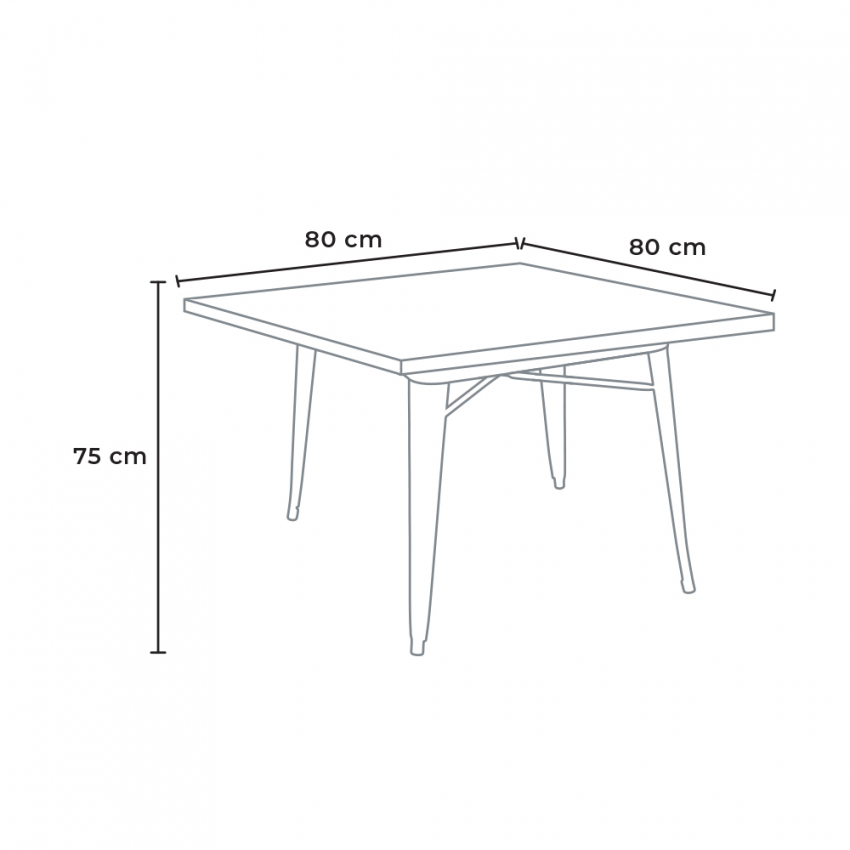 set tavolo nero 80x80cm 4 sedie stile industriale century wood black - Foto 9 di 71