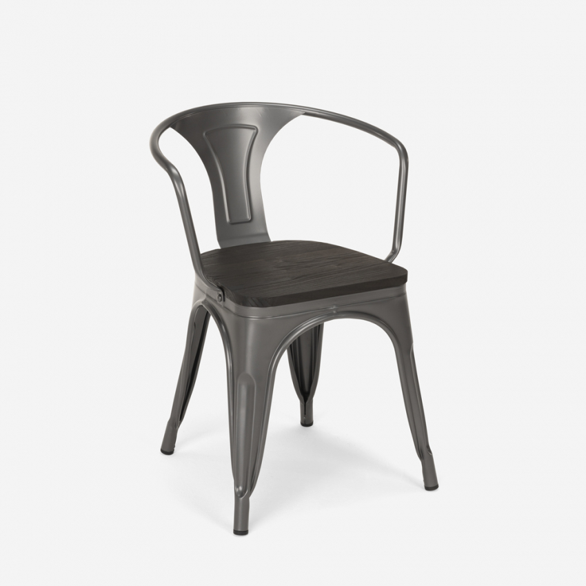 set tavolo nero 80x80cm 4 sedie stile industriale century wood black - Foto 67 di 71