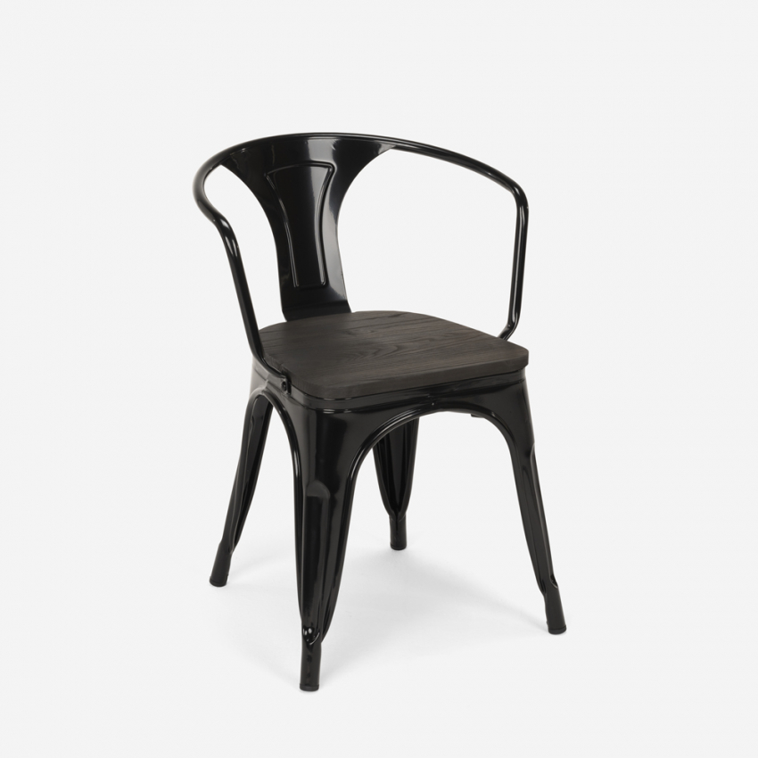 set tavolo nero 80x80cm 4 sedie stile industriale century wood black - Foto 27 di 71