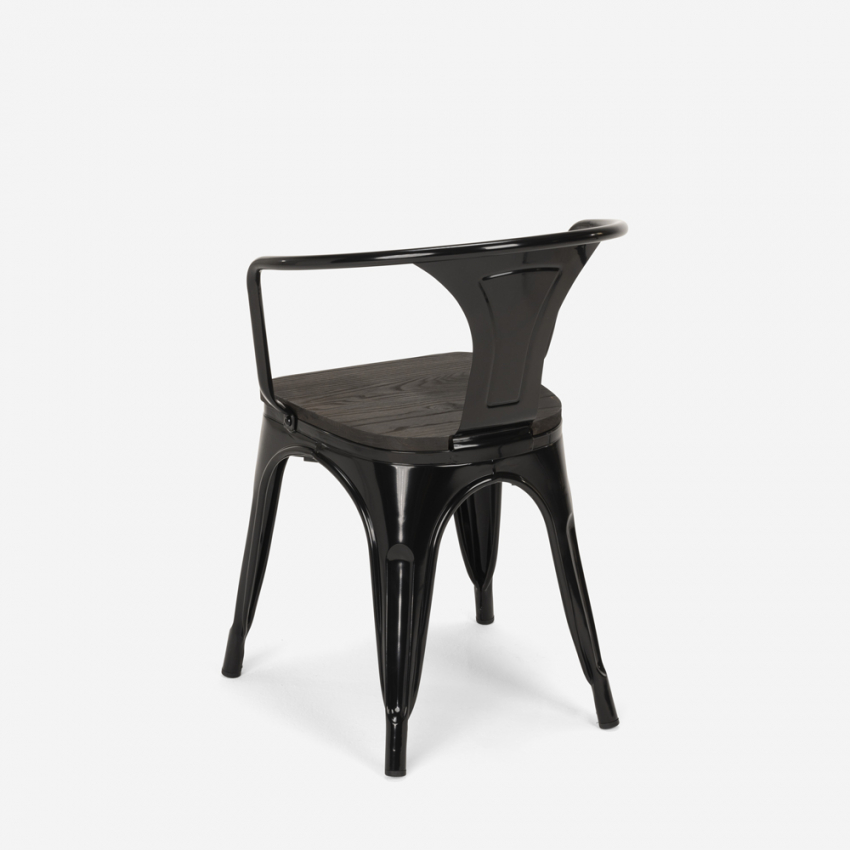set tavolo nero 80x80cm 4 sedie stile industriale century wood black - Foto 28 di 71