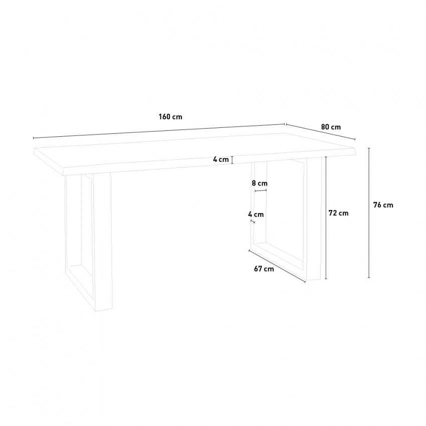 Set tavolo da pranzo 160x80cm legno metallo 4 sedie trasparenti Jaipur M - Foto 12 di 23