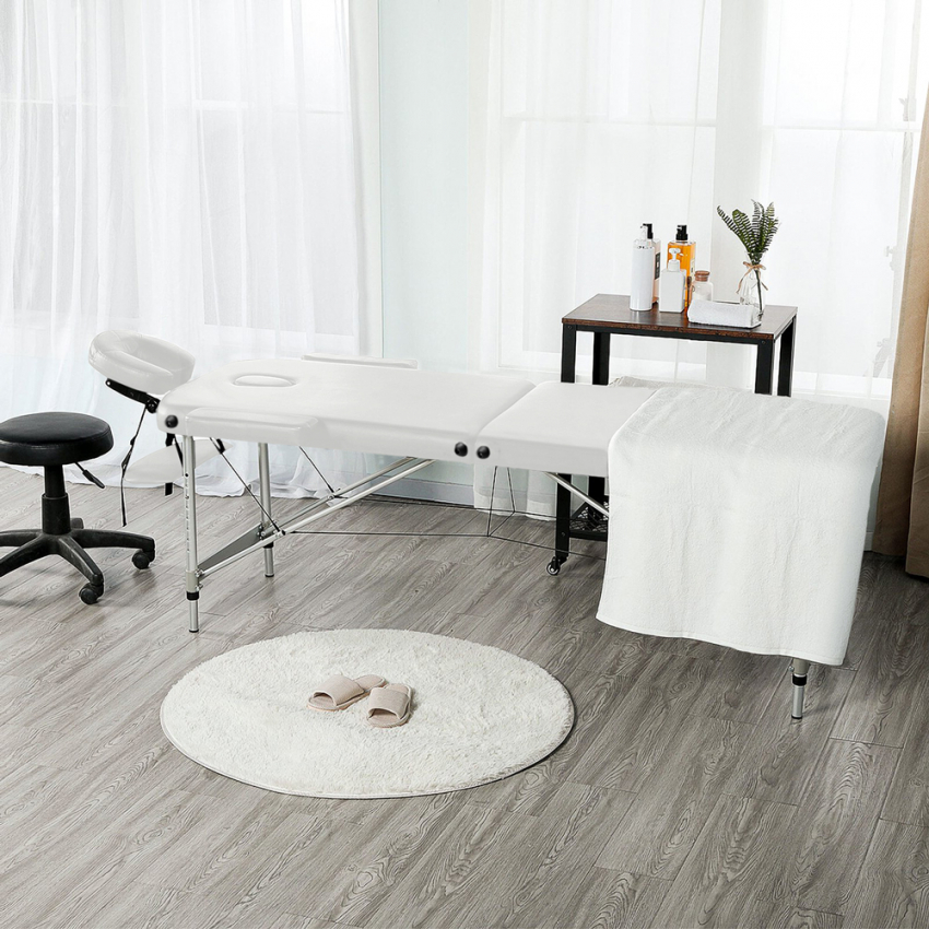 Lettino da Massaggio in Alluminio Pieghevole Portatile 2 Zone 210 cm Shiatsu - Foto 13 di 41