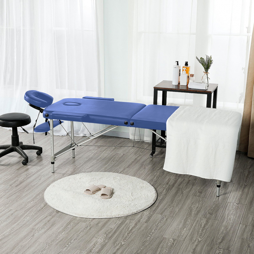 Lettino da Massaggio in Alluminio Pieghevole Portatile 2 Zone 210 cm Shiatsu - Foto 23 di 41