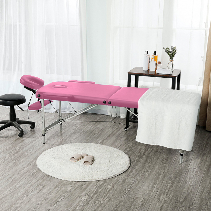Lettino da Massaggio in Alluminio Pieghevole Portatile 2 Zone 210 cm Shiatsu - Foto 33 di 41