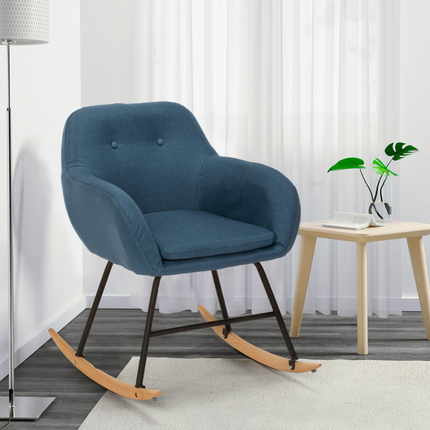 Sedia poltrona a dondolo design moderno patchwork tessuto Woodpecker - Foto 31 di 36