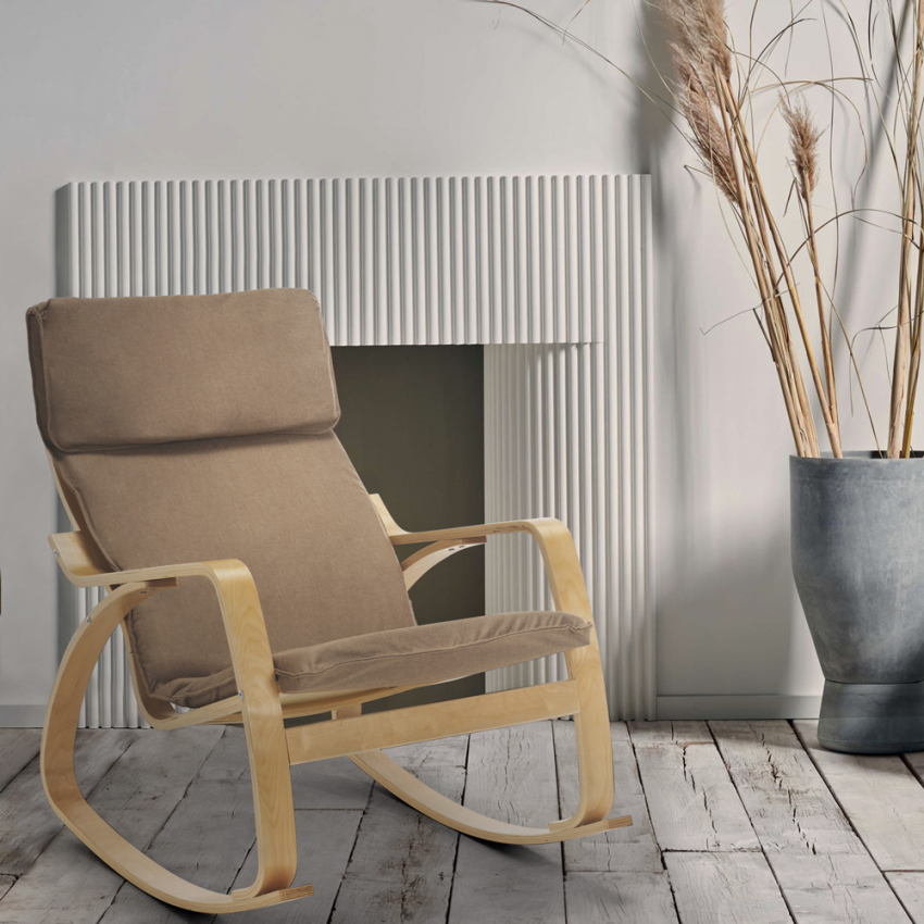 Poltrona sedia a dondolo in legno design scandinavo ergonomica Aalborg - Foto 3 di 31
