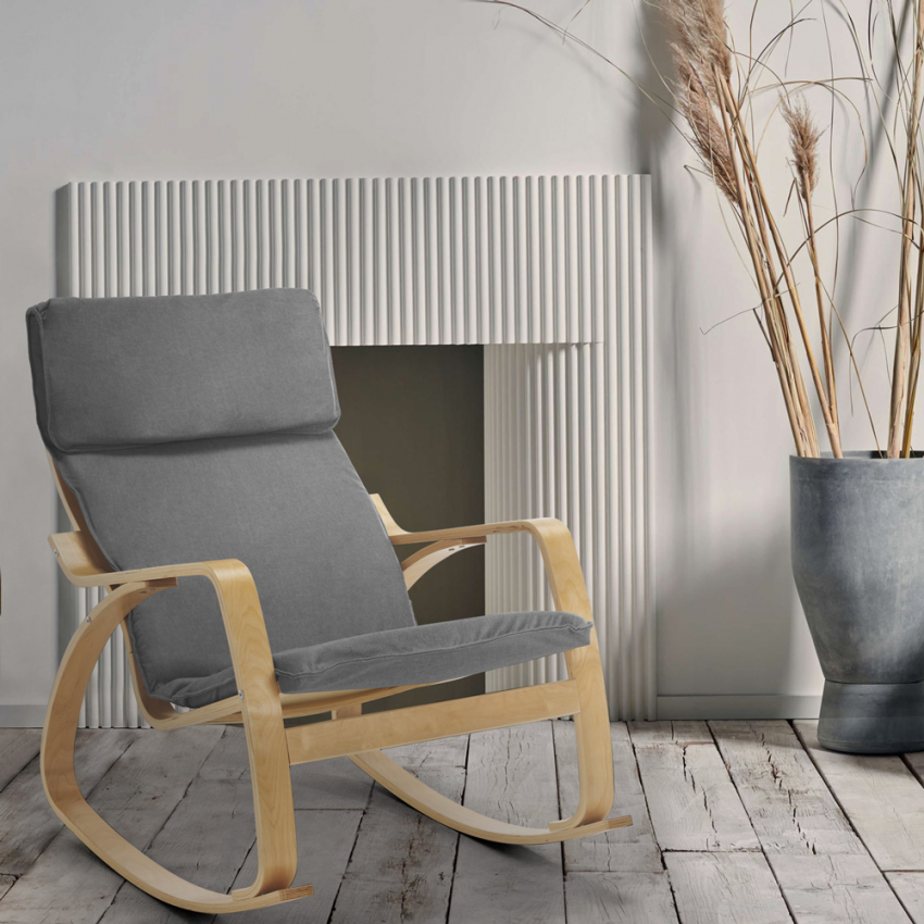 Poltrona sedia a dondolo in legno design scandinavo ergonomica Aalborg - Foto 9 di 31