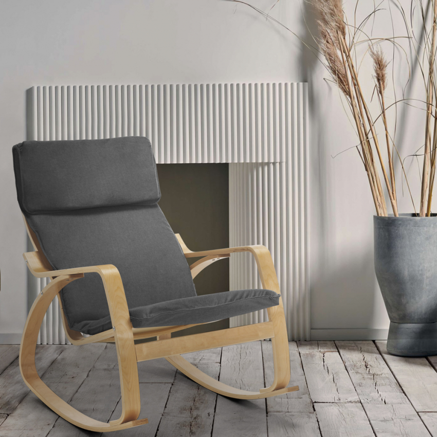 Poltrona sedia a dondolo in legno design scandinavo ergonomica Aalborg - Foto 27 di 31