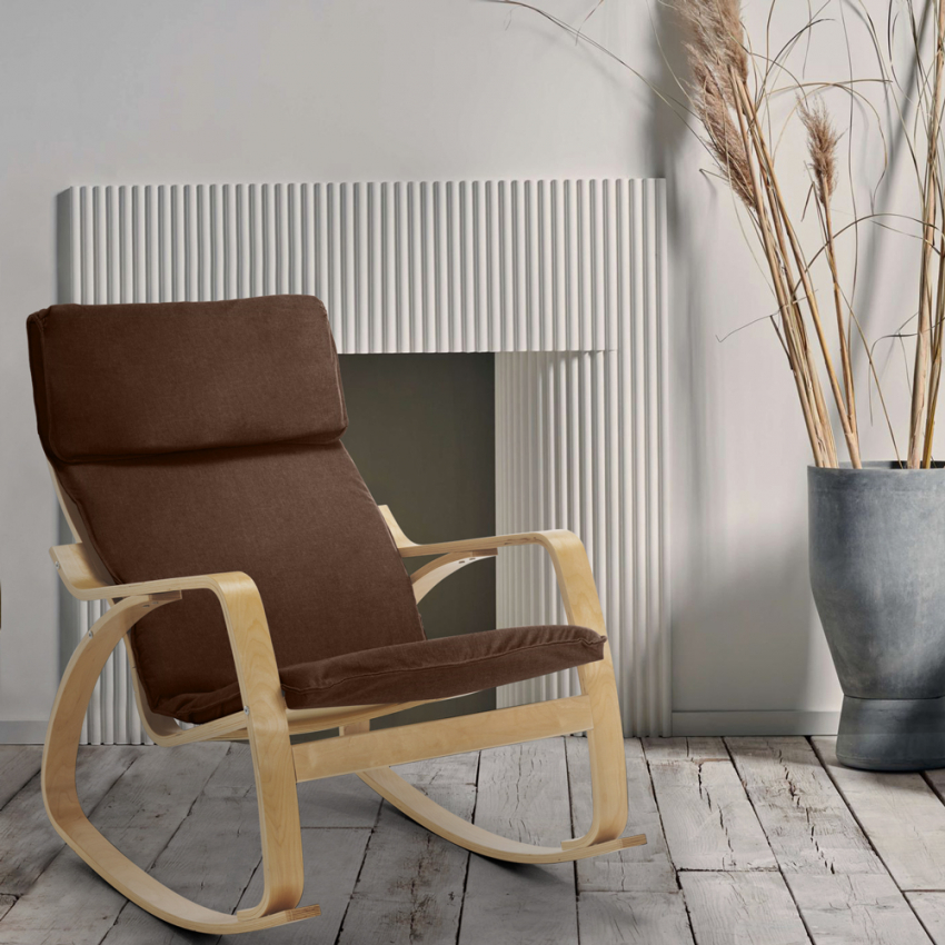 Poltrona sedia a dondolo in legno design scandinavo ergonomica Aalborg - Foto 21 di 31