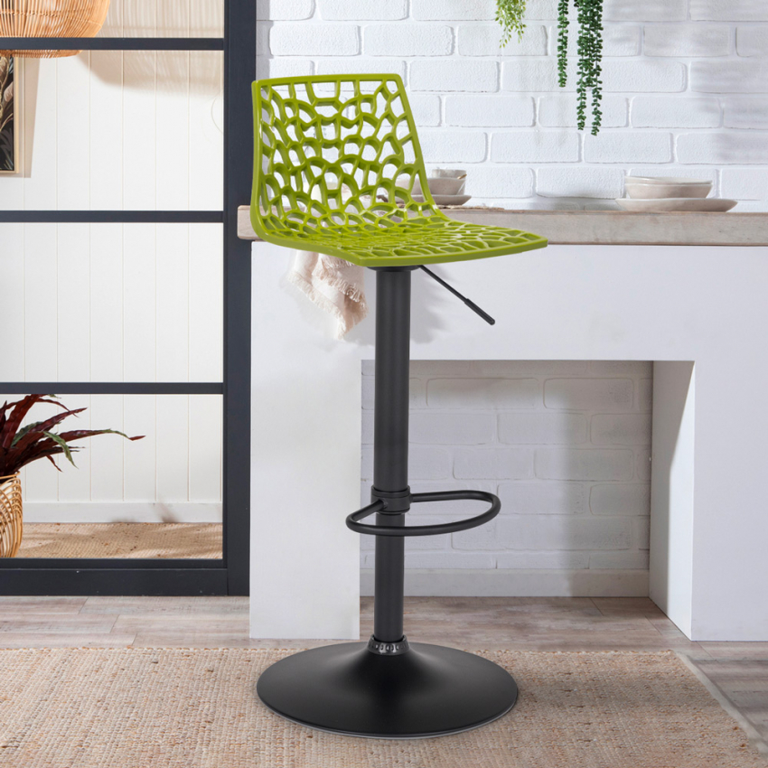 Sgabello design cucina bar base nero opaco regolabile Grand Soleil Spider Matt - Foto 3 di 61