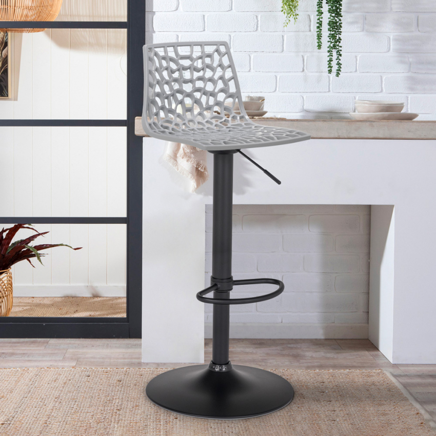 Sgabello design cucina bar base nero opaco regolabile Grand Soleil Spider Matt - Foto 39 di 61