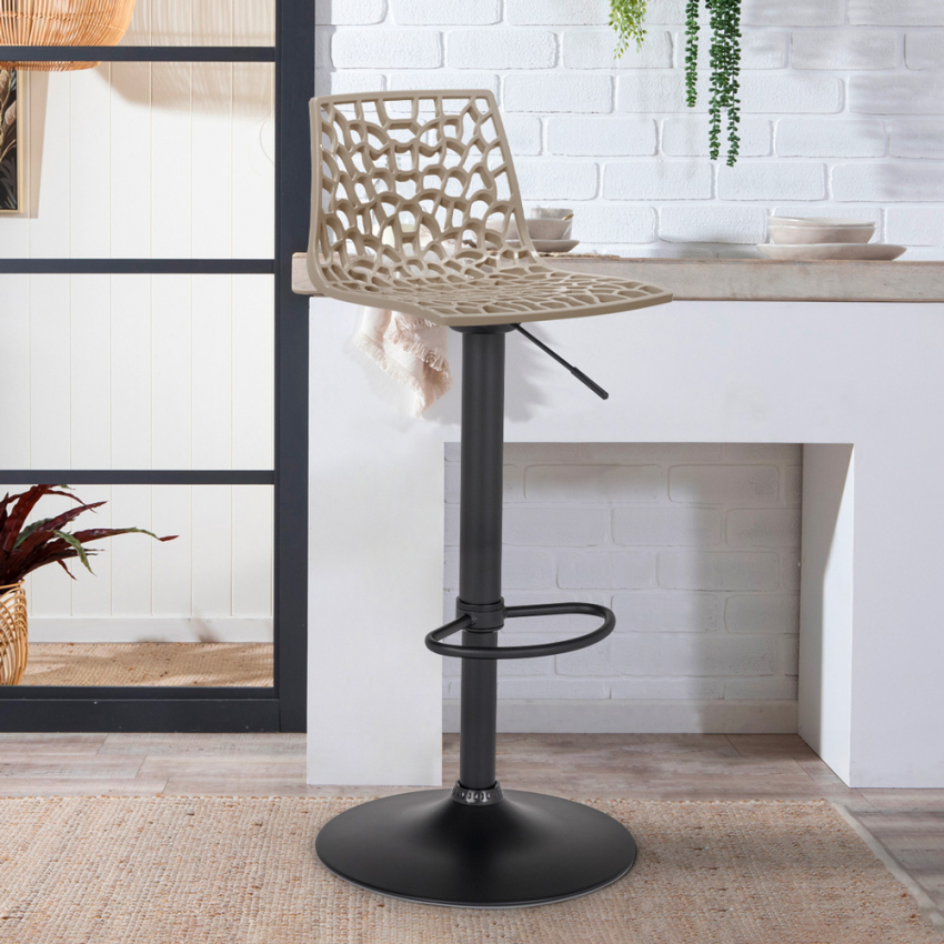 Sgabello design cucina bar base nero opaco regolabile Grand Soleil Spider Matt - Foto 9 di 61