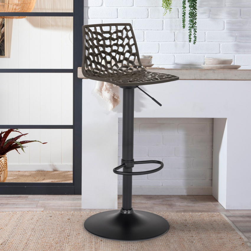 Sgabello design cucina bar base nero opaco regolabile Grand Soleil Spider Matt - Foto 33 di 61