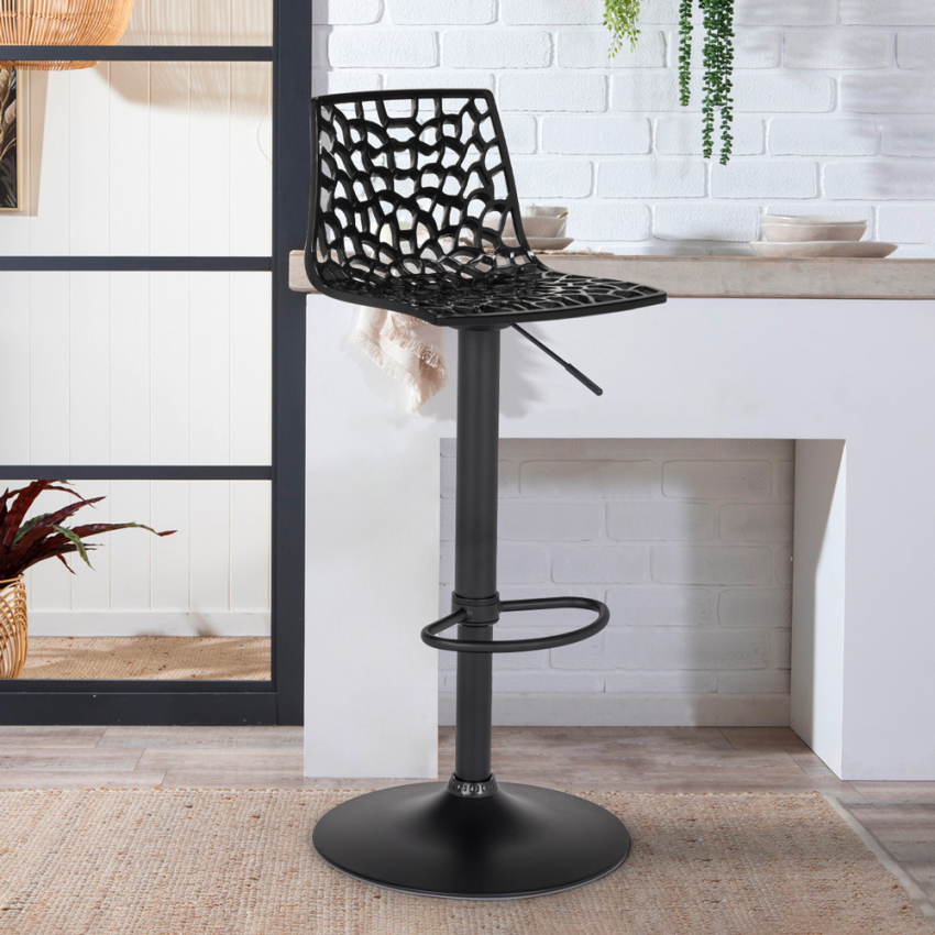 Sgabello design cucina bar base nero opaco regolabile Grand Soleil Spider Matt - Foto 51 di 61