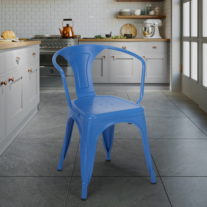 sedie industrial con braccioli acciaio per cucina e bar steel arm - Foto 15 di 49