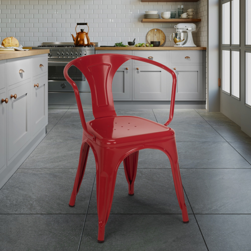 sedie industrial con braccioli acciaio per cucina e bar steel arm - Foto 31 di 49