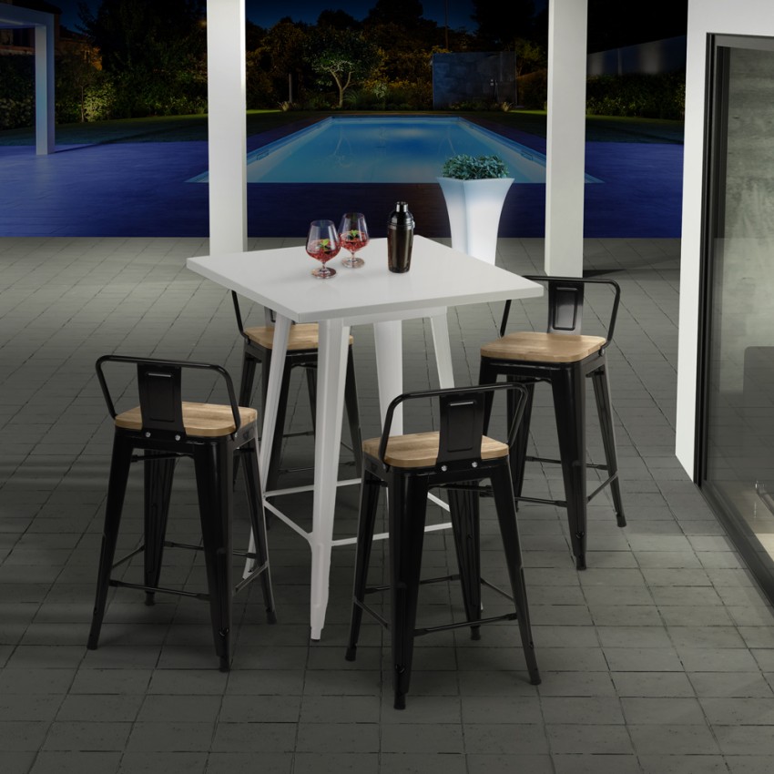 tavolino alto per sgabelli industrial acciaio metallo 60x60 nut - Foto 9 di 19