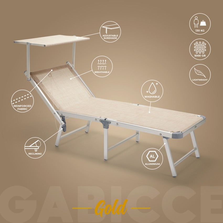 20 Lettini mare spiaggia sdraio pieghevole in alluminio Gabicce Gold - Foto 15 di 49